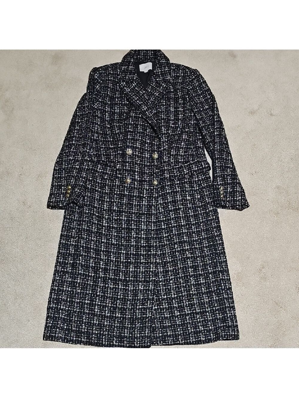 LOFT Black and White Pea Coat